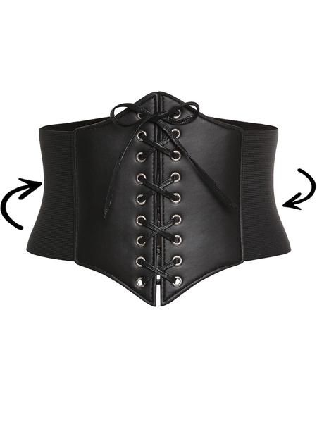 Lace Up Faux Leather Corset Belt