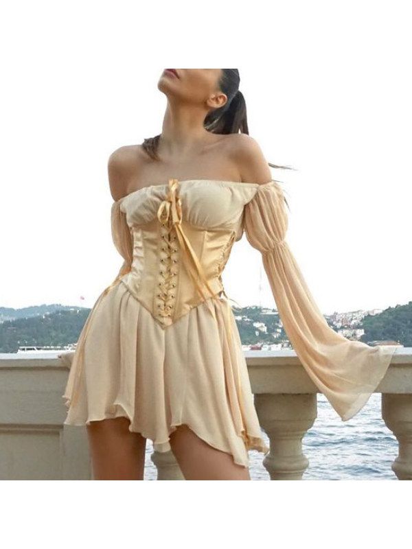 Fashion off shoulder long sleeve mini dress