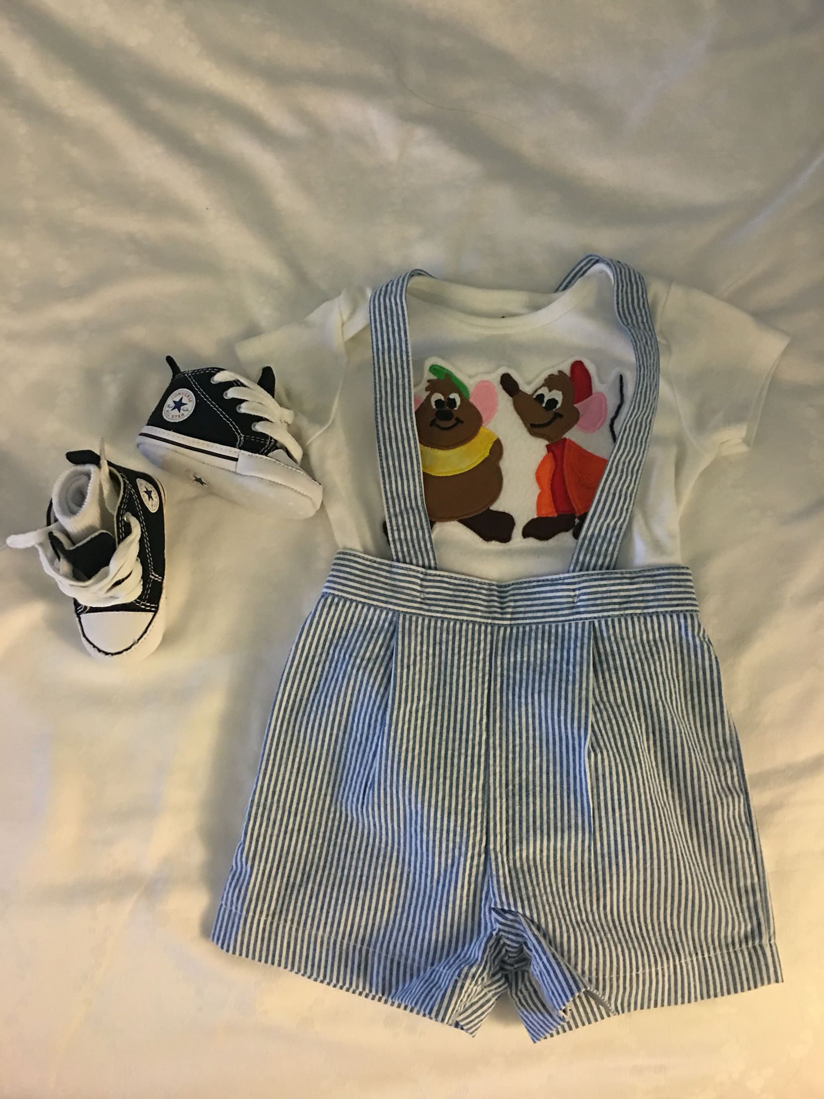 The perfect outfit for a baby boy to wear to Cinderella's Royal Table in Cinderella's Castle in Disney World. Gus and Ja...