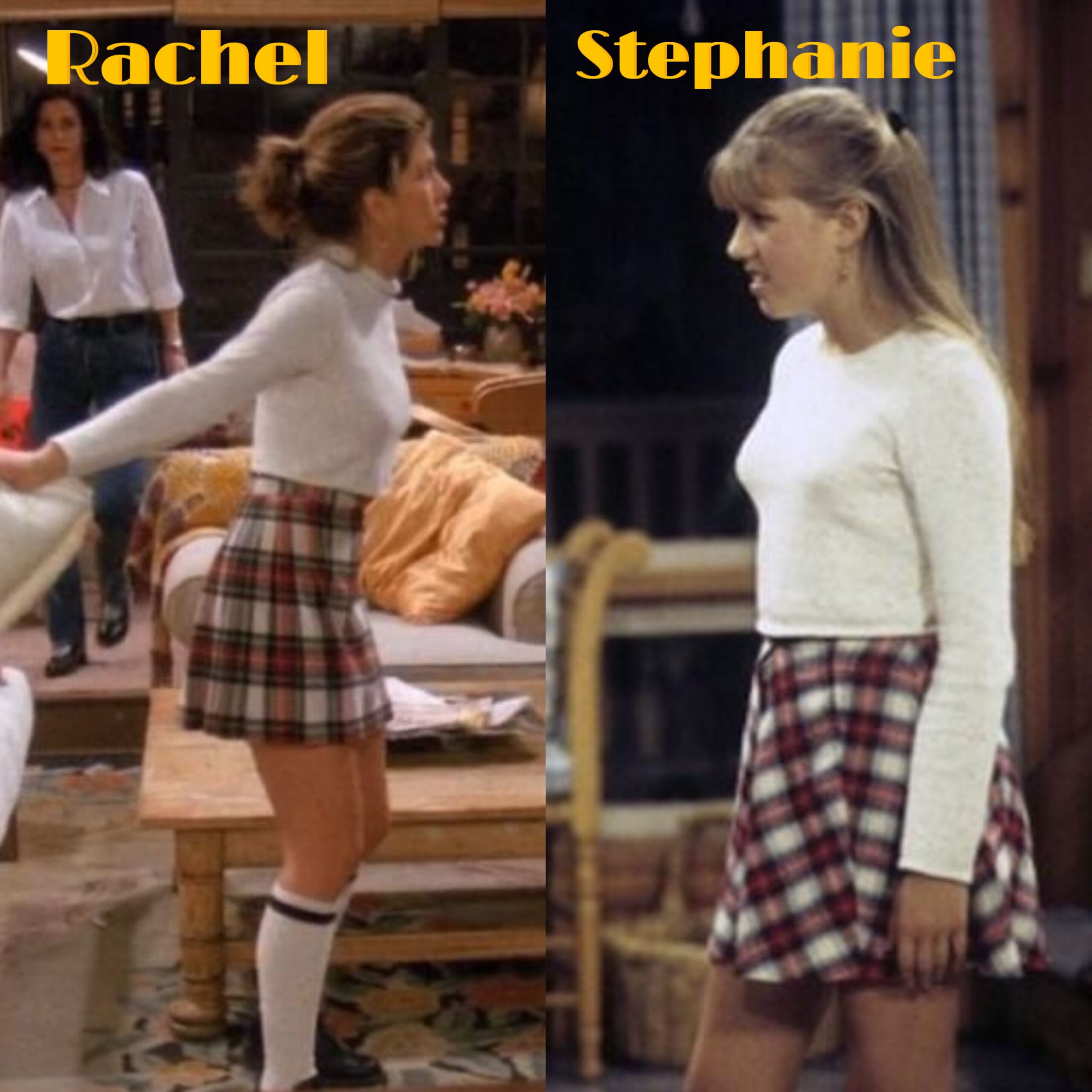 Rachel and Stephanie same outfit