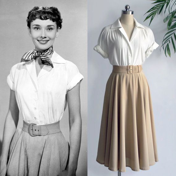 Audrey Hepburn White Blouse/ Roman Holiday Pleated Blouse/ Women Blouse/ 1950's/ Custom Made Top | Gift for woman/ Princess Ann blouse