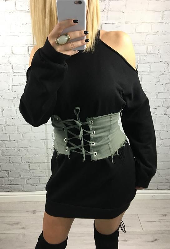 Khaki Green Lace Up Corset Belt - One Size 8-14