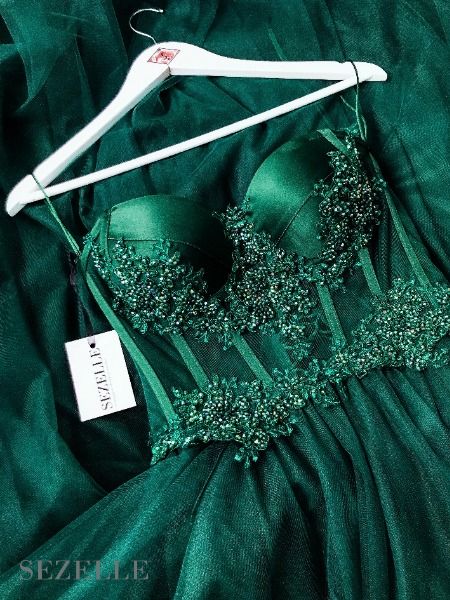 Navy Strapless Corset Tulle Prom Gown Long Formal Dress Couture Cocktail Evening