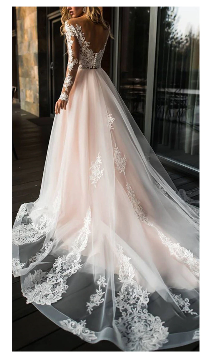83.25€ 38% de réduction|Robe de mariage en dentelle simple et col en v, tenue de mariée élégante, vêtement sexy à la longueur du sol, modèle ligne A 2020 | AliExpress