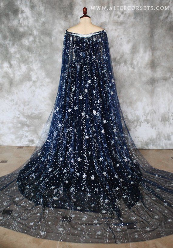 Night Goddess Elven Corset Dress ~ Gothic Witch Wedding Gown Fairy Fantasy Bridal Dress Wicca Pagan Couture ~ Ball Masquerade Celestial Cape