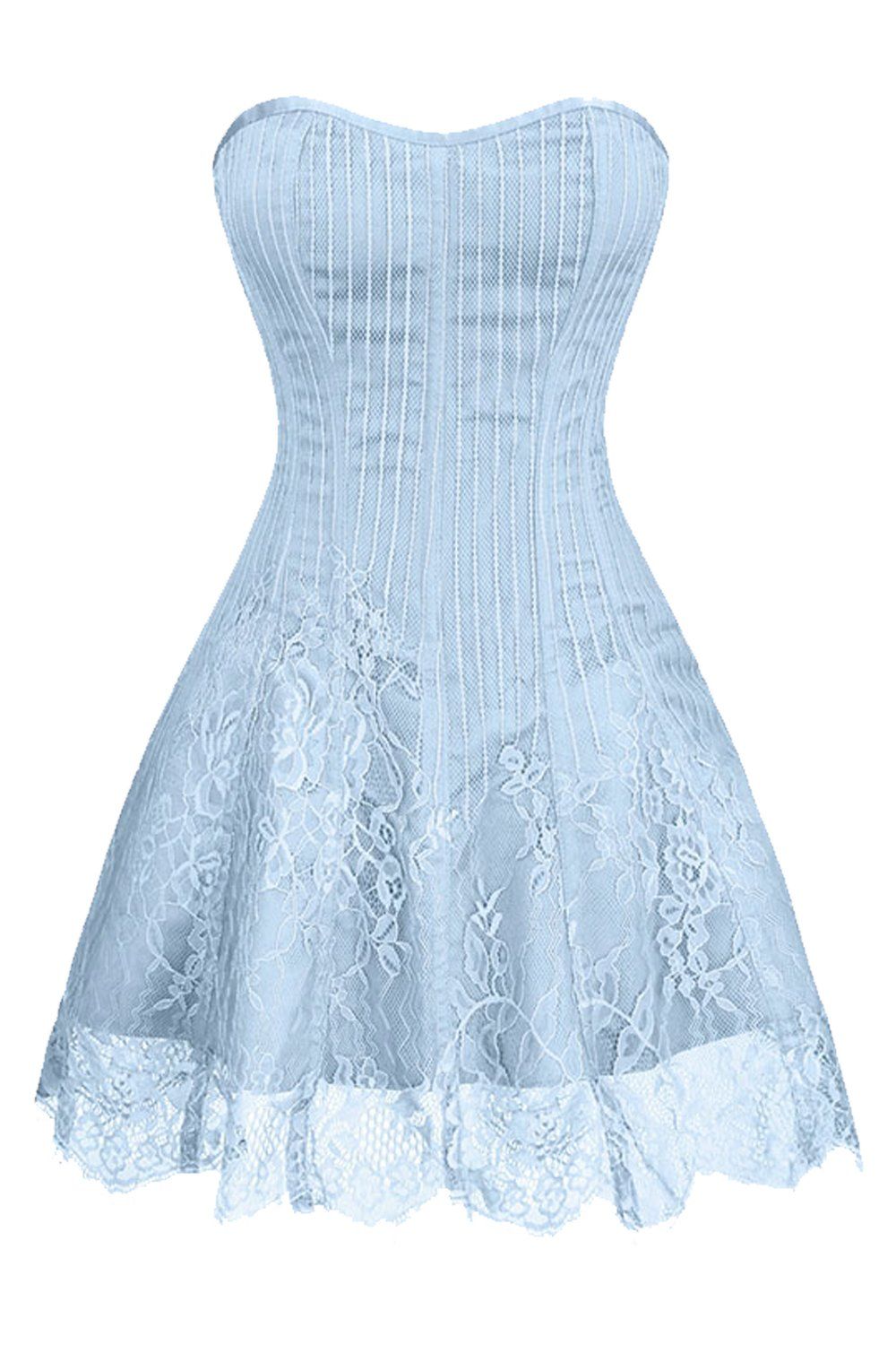 Atomic Light Blue Strapless Lace Corset Dress - Light Blue / M
