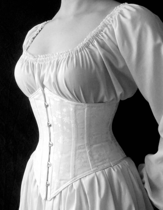 Brocade Victorian Underbust Corset, Waist Cinch Corset c. 1900 Lilly, center front busk closure, Waspie, small through plus size