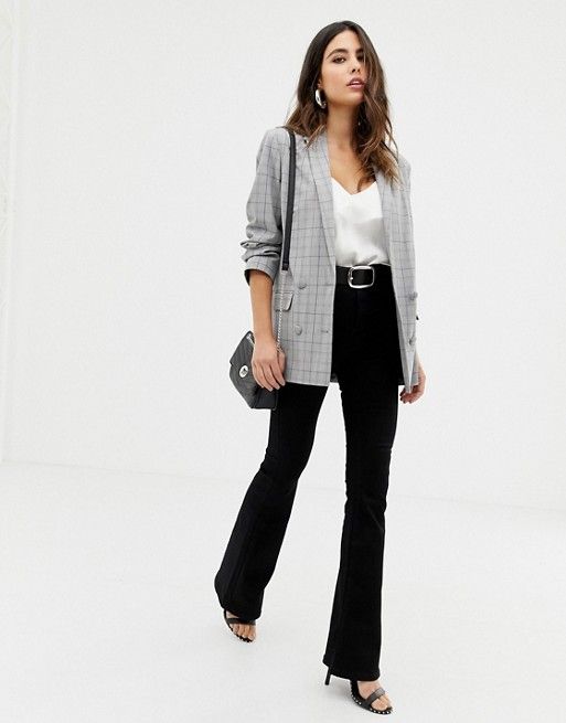 ASOS DESIGN sculpt me bell flare jeans in clean black | ASOS