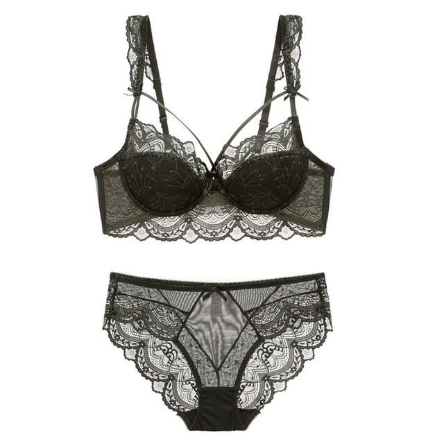 Push-up Bra And Panty Sets - Green / 90D