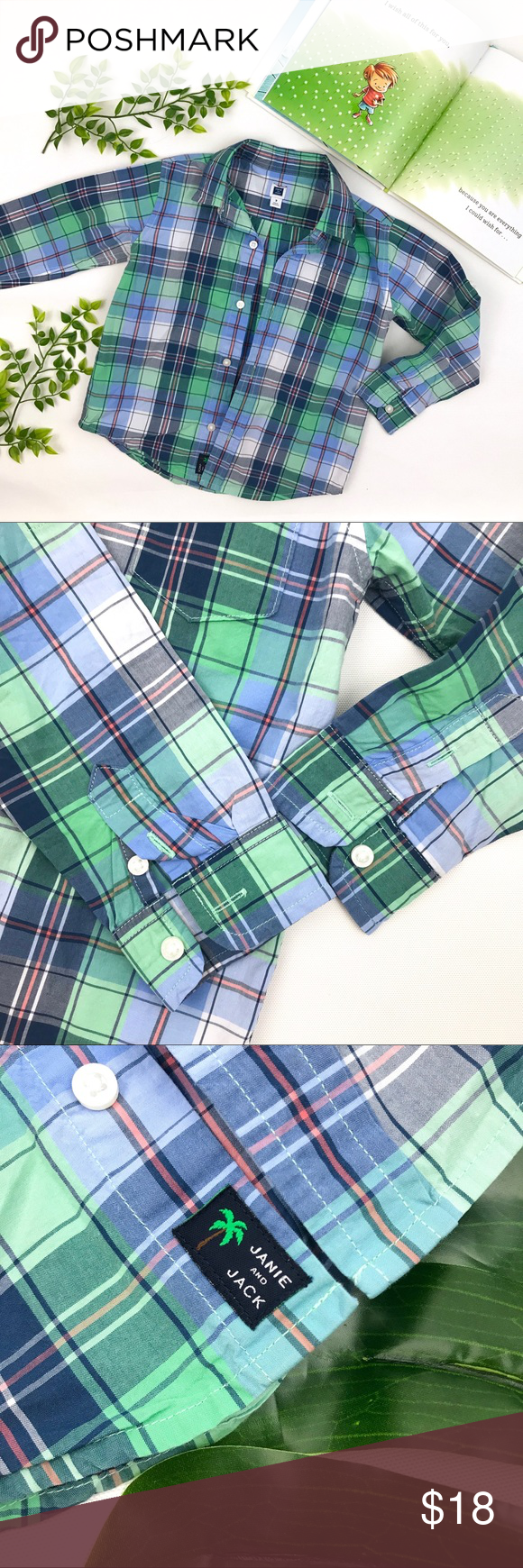 Janie and Jack plaid button up shirt Adorable little boys Janie and Jack Plaid Button up. Size 3. Perfect for ...