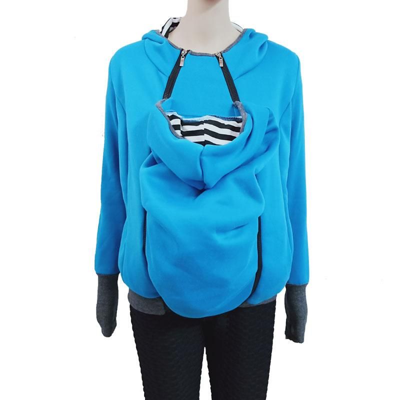 Multi-functional Mother Kangaroo Sweater - Bright blue / XL