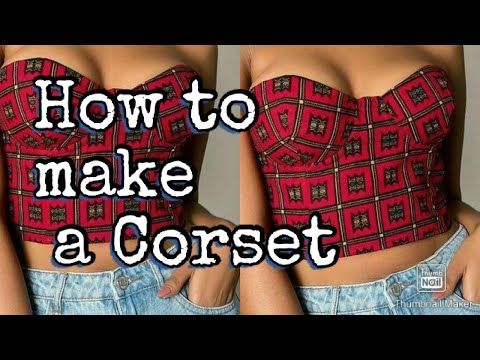 How to make a Corset Crop top with bra cups!!!!!