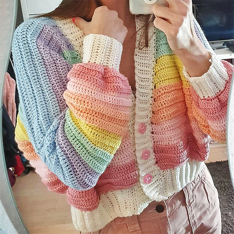 Easy Crochet Rainbow Cardigan Pattern