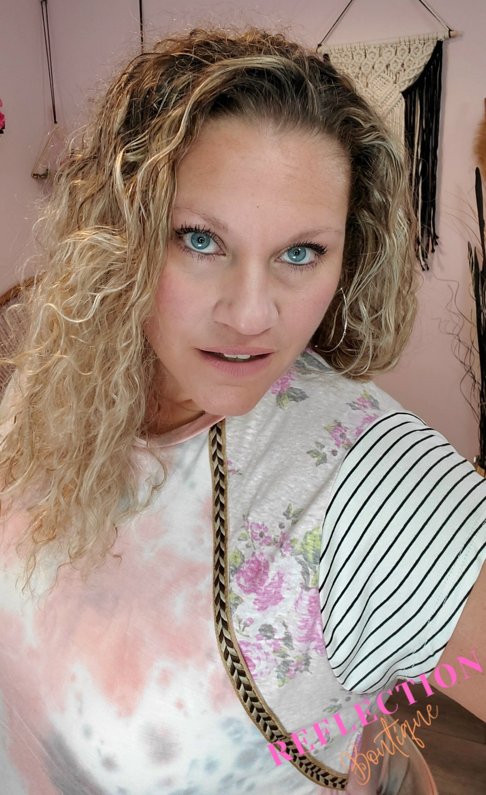 Curvy Mixed Patterned Top - 1XL