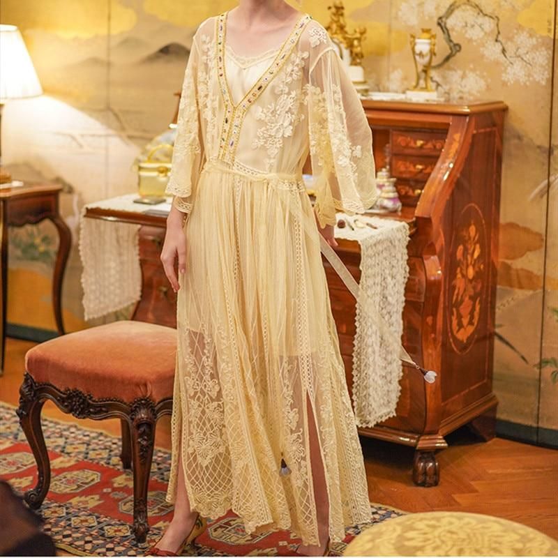 Elegant Embroidered Floral Wisp Dress