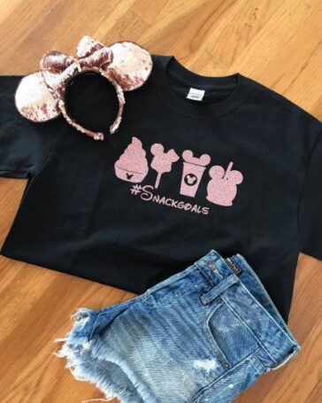 Rose Gold Glitter Disney tshirt, disney world vacation shirt, disney snacks, disney snack goals