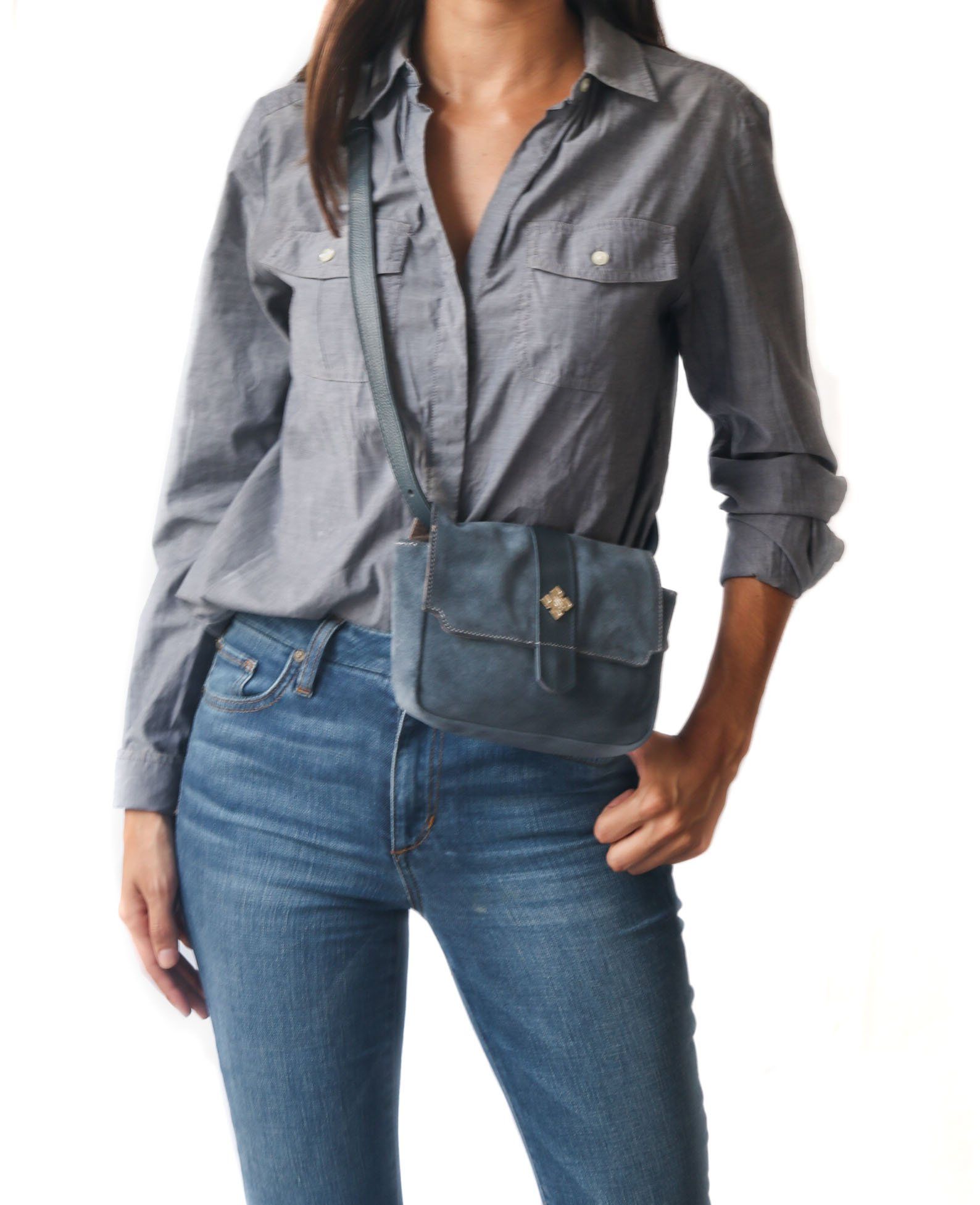 Ana Belt Bag - Blue Suede