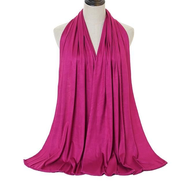 Solid Color Soft Cotton Jersey Hijab Scarf - Purple Red