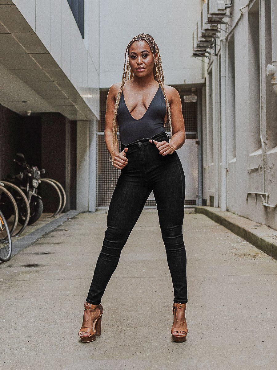 Impact High Waisted Skinny Jeans - Black - S (10)