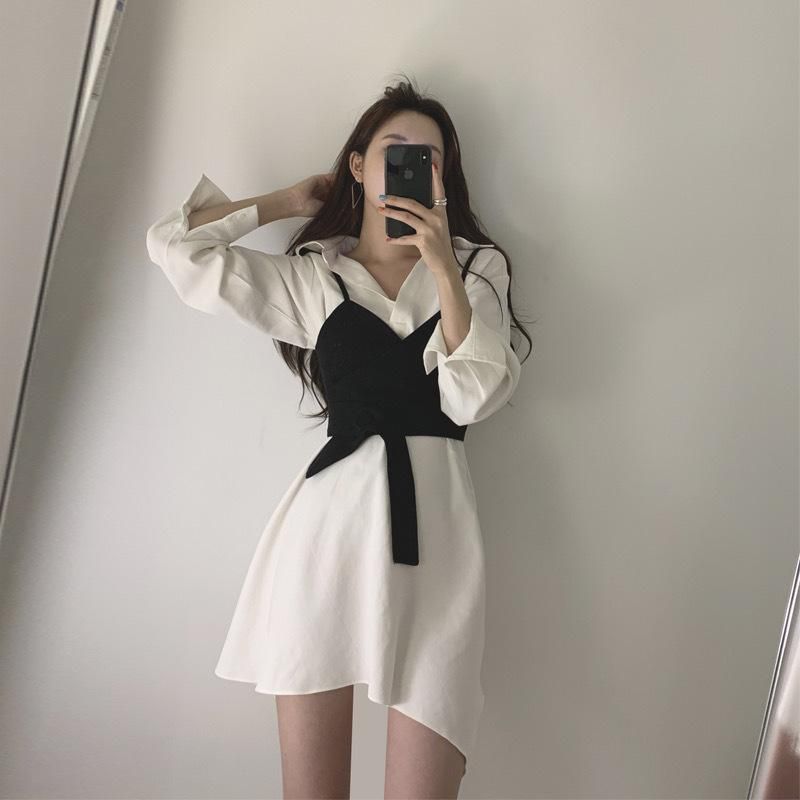 Shirt Dress - Black / L