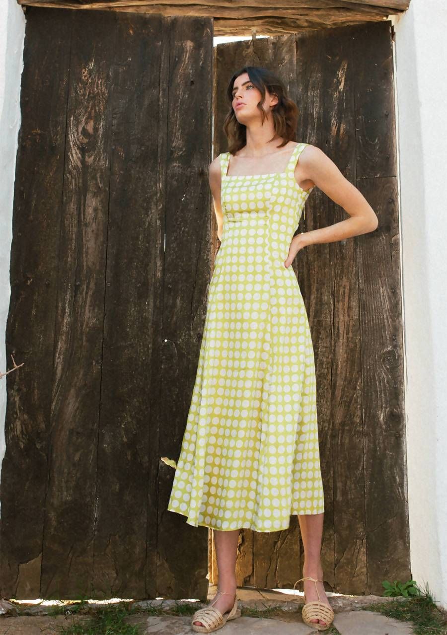 Bandana Green Polka Dress in Recycled Polyester - 10