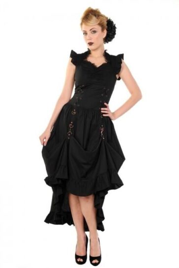 Black Gothic Copper Victorian Dress - XS