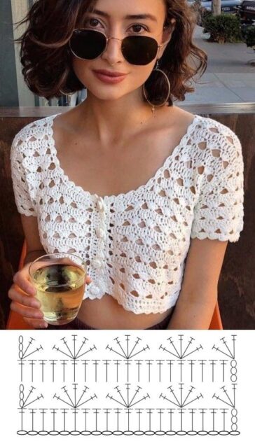 +10 modelos de blusa de crochê com gráfico do ponto ⋆ De Frente Para O Mar