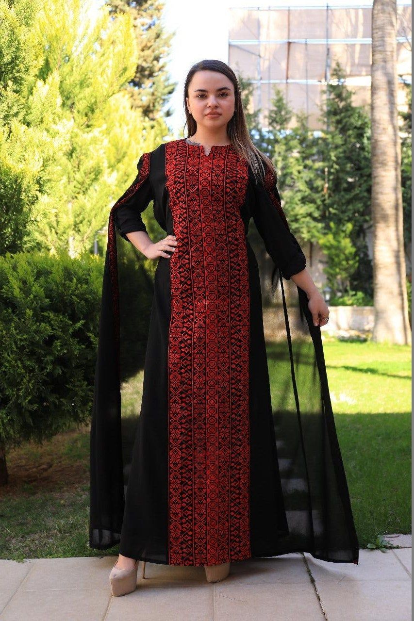 abaya dress from collection 2021/Embroidered Dress Long Sleeve