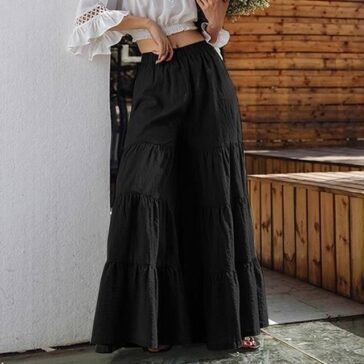 Vintage Women's Wide Leg Trousers ZANZEA 2021 Solid Pants Casual Elastic Waist Long Pantalon Palazzo Female Plus Size Turnip - A Black / XL