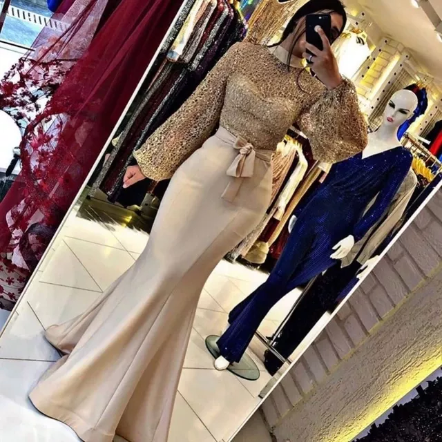 159.0US $ |Musulman femme fête nuit célébrité robes soirée robes de bal 2020 longue sirène élégante grande taille arabe dubaï robe formelle | AliExpress